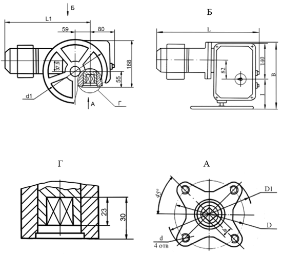 Схема и габаритные размеры электропривода типа ПК