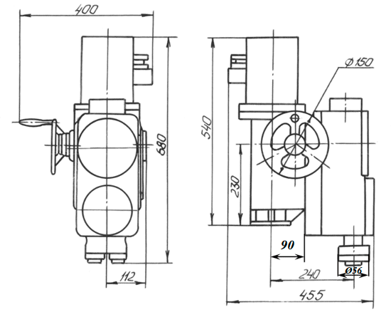 Схема и основные размеры электропривода ВА